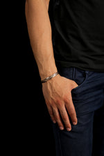 Load image into Gallery viewer, Designer Platinum &amp; Rose Gold Open Kada Cuff Bracelet for Men JL PTB 1081   Jewelove.US
