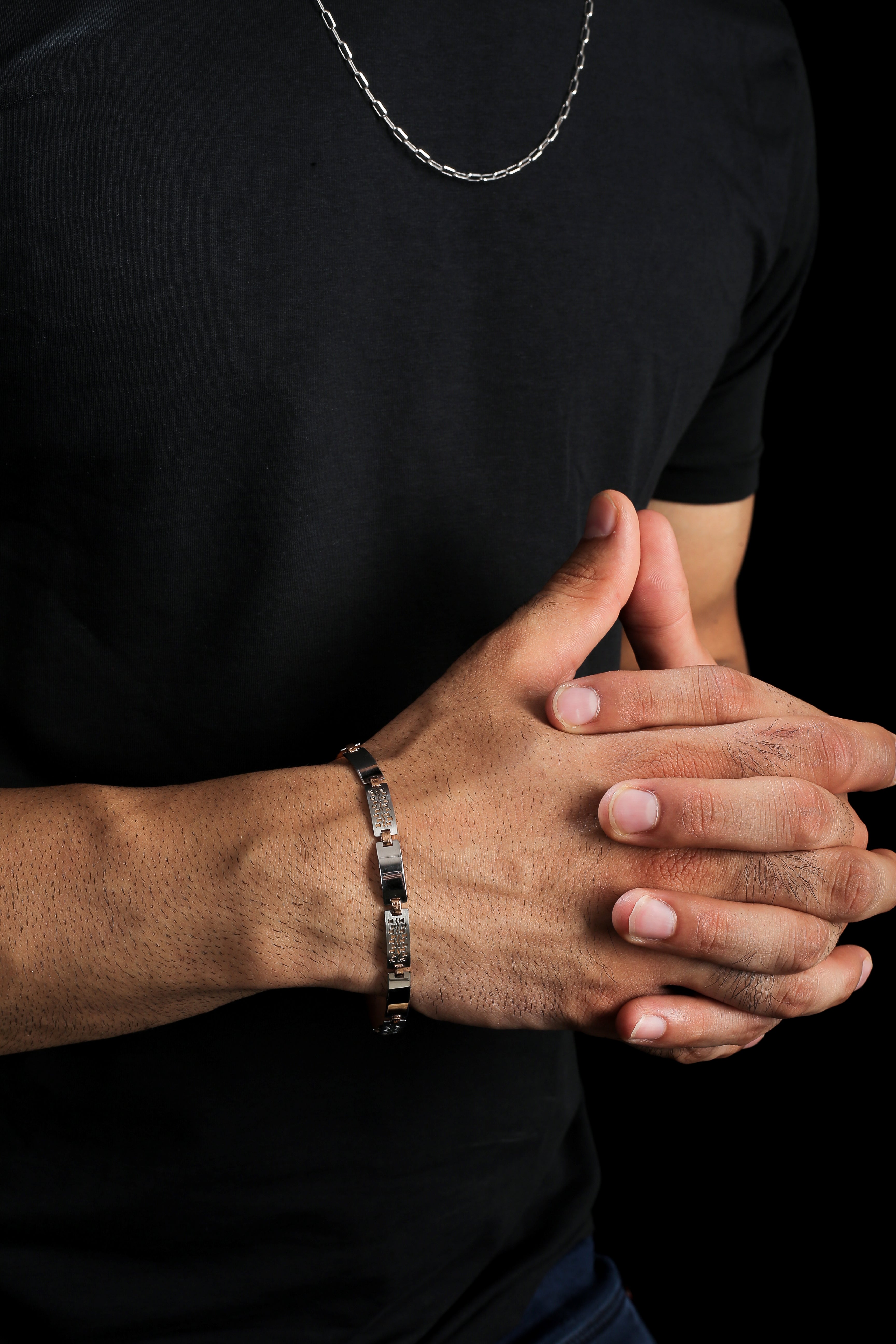 Platinum & Rose Gold Bracelet for Men JL PTB 1091   Jewelove.US