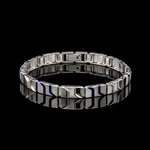 Load image into Gallery viewer, Men of Platinum | 7mm Platinum Bracelet with Blue Enamel for Men JL PTB 1198
