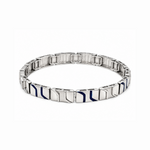Load image into Gallery viewer, Men of Platinum | 7mm Platinum Bracelet with Blue Enamel for Men JL PTB 1198
