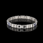 Load image into Gallery viewer, Men of Platinum | 7mm Platinum Bracelet with Blue Enamel for Men JL PTB 1198
