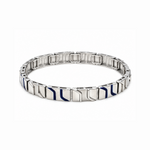 Load image into Gallery viewer, Men of Platinum | 7mm Platinum Bracelet with Blue Enamel for Men JL PTB 1198

