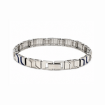 Load image into Gallery viewer, Men of Platinum | 7mm Platinum Bracelet with Blue Enamel for Men JL PTB 1198
