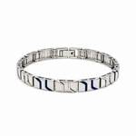 Load image into Gallery viewer, Men of Platinum | 7mm Platinum Bracelet with Blue Enamel for Men JL PTB 1198

