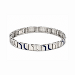 Load image into Gallery viewer, Men of Platinum | 7mm Platinum Bracelet with Blue Enamel for Men JL PTB 1198
