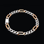 Load image into Gallery viewer, Men of Platinum | 6.75mm Platinum Rose Gold Figaro Bracelet for Men JL PTB 1362
