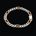 Load image into Gallery viewer, Men of Platinum | 6.75mm Platinum Rose Gold Figaro Bracelet for Men JL PTB 1362

