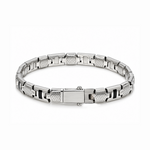 Load image into Gallery viewer, Men of Platinum | 7mm Platinum Bracelet with Black Enamel for Men JL PTB 1371
