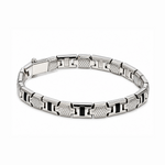 Load image into Gallery viewer, Men of Platinum | 7mm Platinum Bracelet with Black Enamel for Men JL PTB 1371
