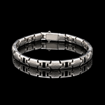 Load image into Gallery viewer, Men of Platinum | 7mm Platinum Bracelet with Black Enamel for Men JL PTB 1371
