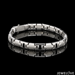 Load image into Gallery viewer, Men of Platinum | 7mm Platinum Bracelet with Black Enamel for Men JL PTB 1371
