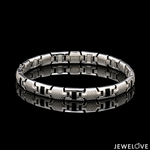 Load image into Gallery viewer, Men of Platinum | 7mm Platinum Bracelet with Black Enamel for Men JL PTB 1371
