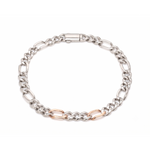 Load image into Gallery viewer, 6mm Platinum Rose Gold Figaro Bracelet for Men JL PTB 1459
