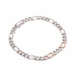 Load image into Gallery viewer, 6mm Platinum Rose Gold Figaro Bracelet for Men JL PTB 1459
