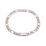 Load image into Gallery viewer, 6mm Platinum Rose Gold Figaro Bracelet for Men JL PTB 1459
