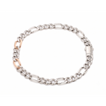 Load image into Gallery viewer, 6mm Platinum Rose Gold Figaro Bracelet for Men JL PTB 1459
