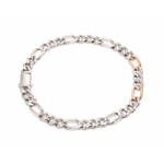 Load image into Gallery viewer, 6mm Platinum Rose Gold Figaro Bracelet for Men JL PTB 1459
