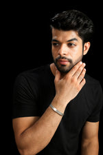 Load image into Gallery viewer, Platinum Open Kada for Men JL PTB 626 - Matte Finish   Jewelove.US
