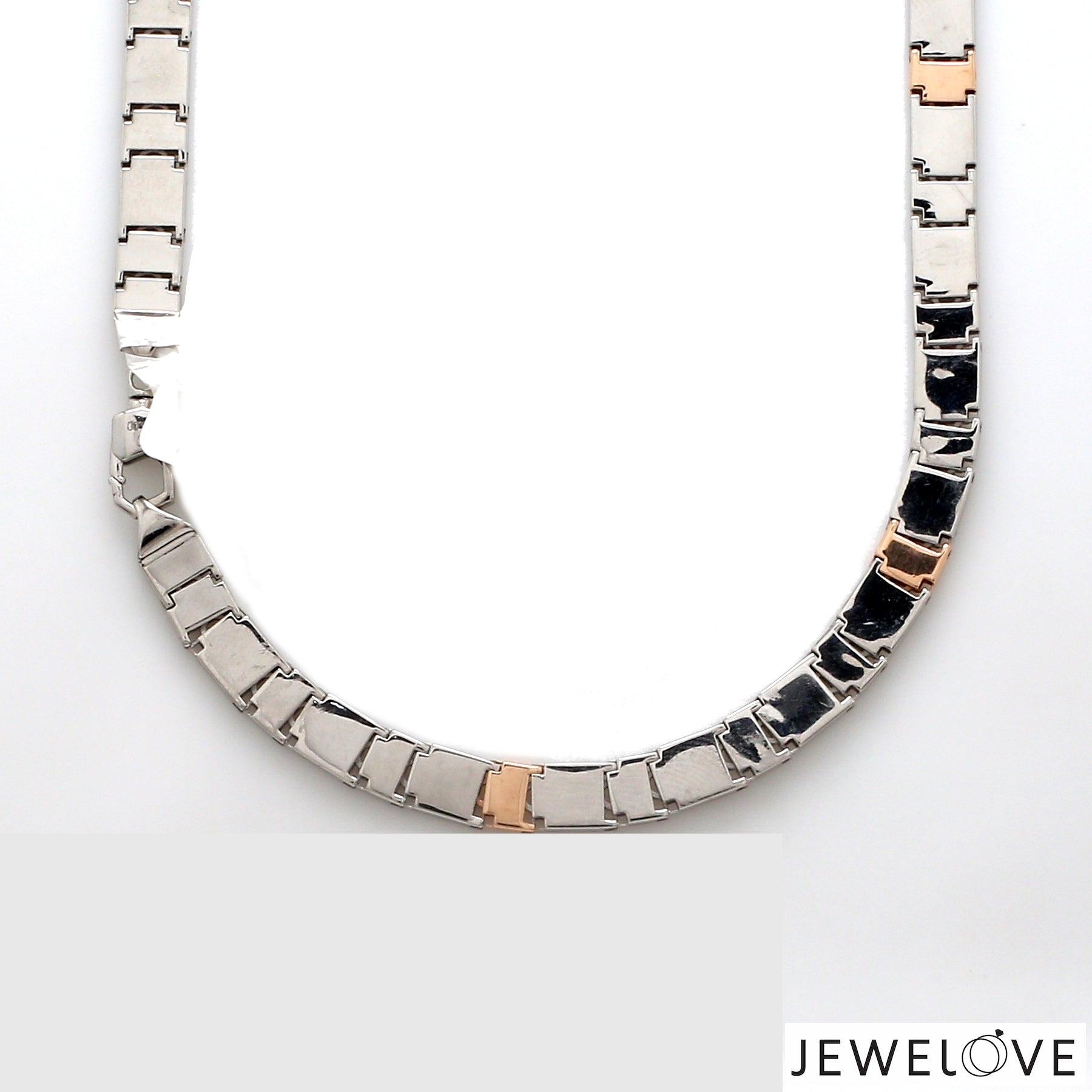 6.5mm Platinum Rose Gold Two Side Chain with Hi-Polish & Matte Finish for Men JL PT CH 1231   Jewelove.US