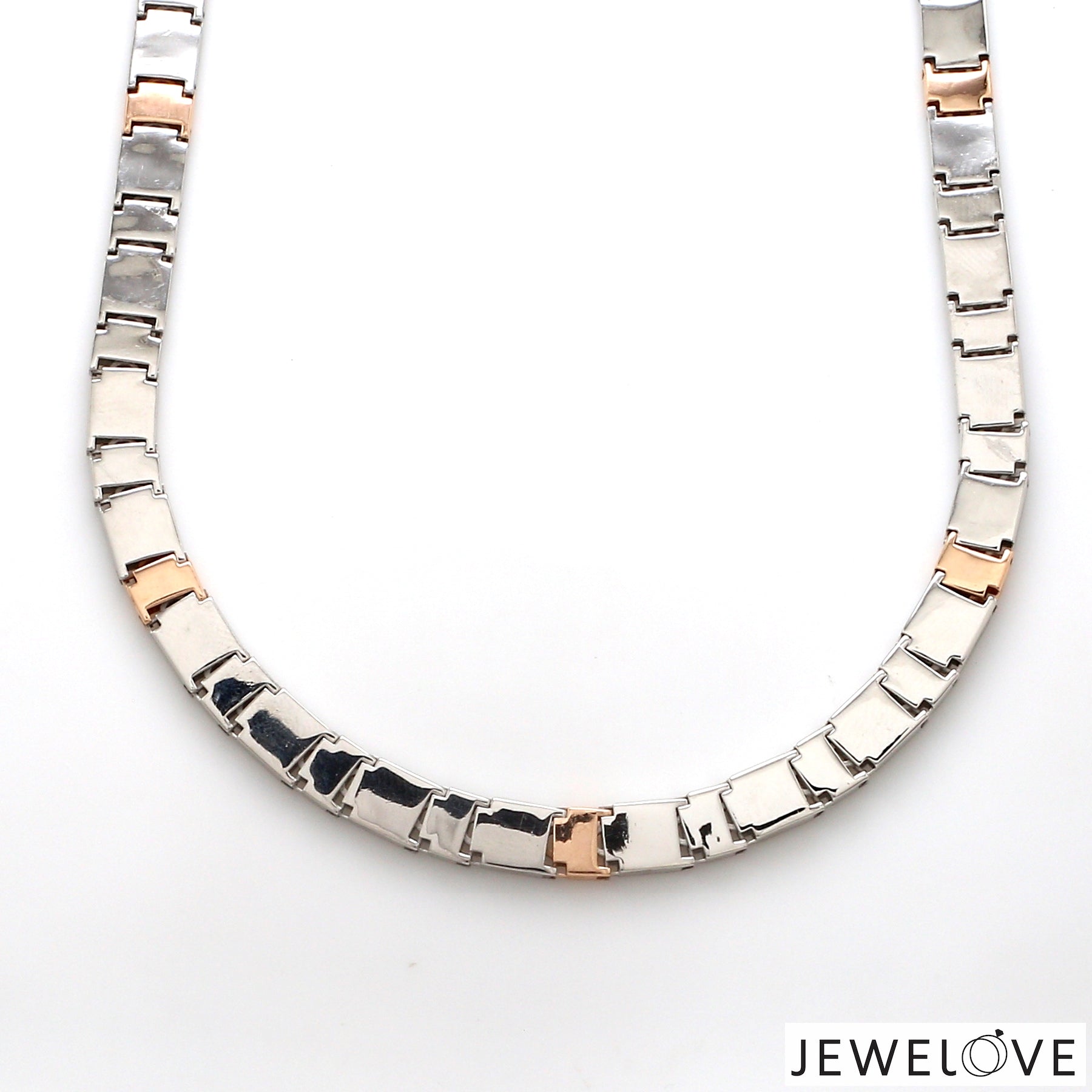 6.5mm Platinum Rose Gold Two Side Chain with Hi-Polish & Matte Finish for Men JL PT CH 1231   Jewelove.US