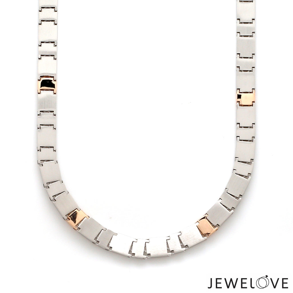 6.5mm Platinum Rose Gold Two Side Chain with Hi-Polish & Matte Finish for Men JL PT CH 1231   Jewelove.US