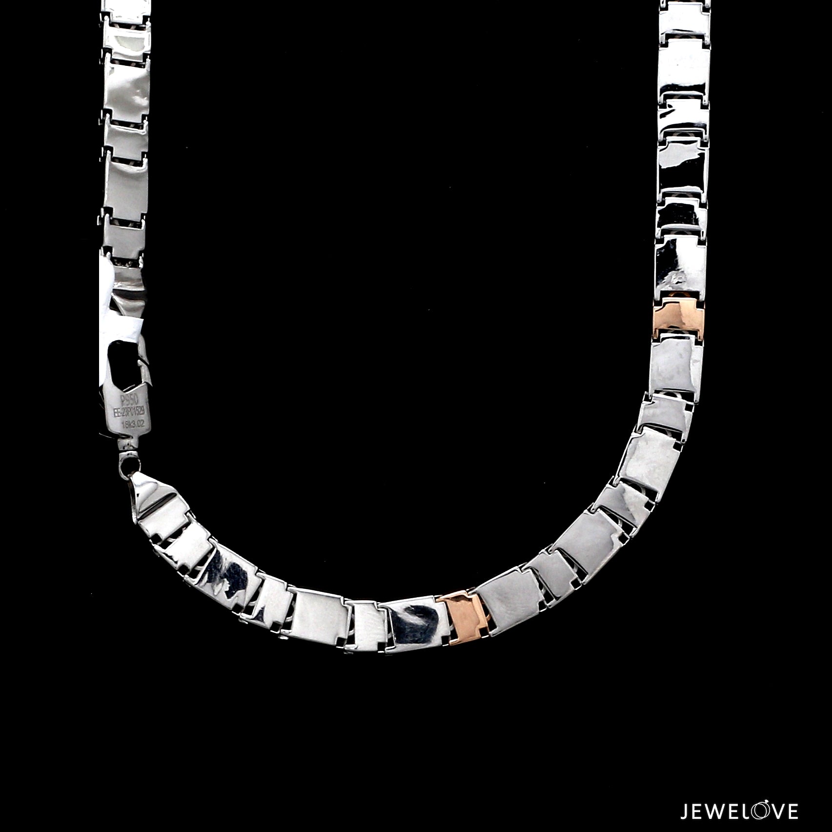 6.5mm Platinum Rose Gold Two Side Chain with Hi-Polish & Matte Finish for Men JL PT CH 1231   Jewelove.US