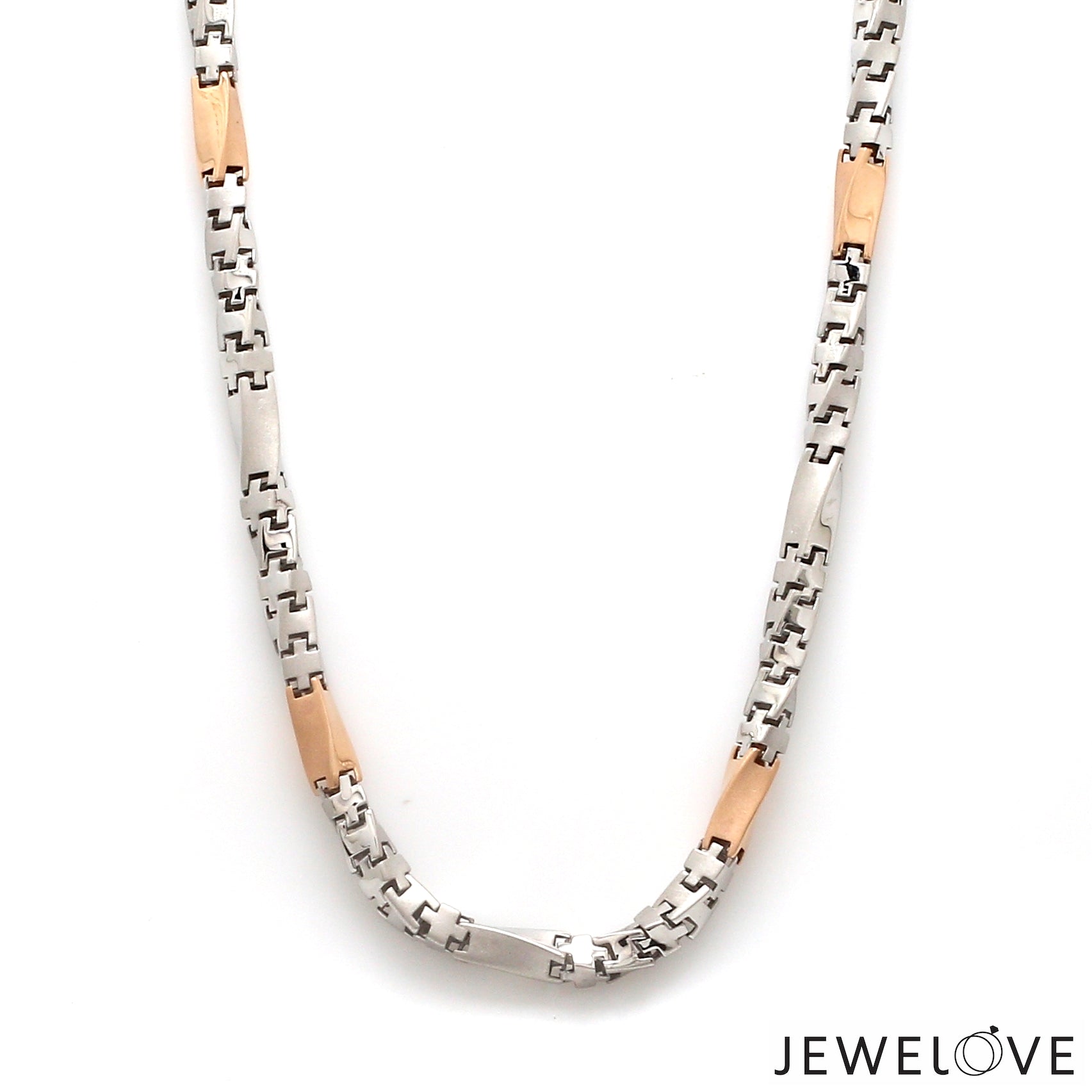 4.5mm Platinum Rose Gold Twisted Chain with Matte Finish for Men JL PT CH 1237   Jewelove.US