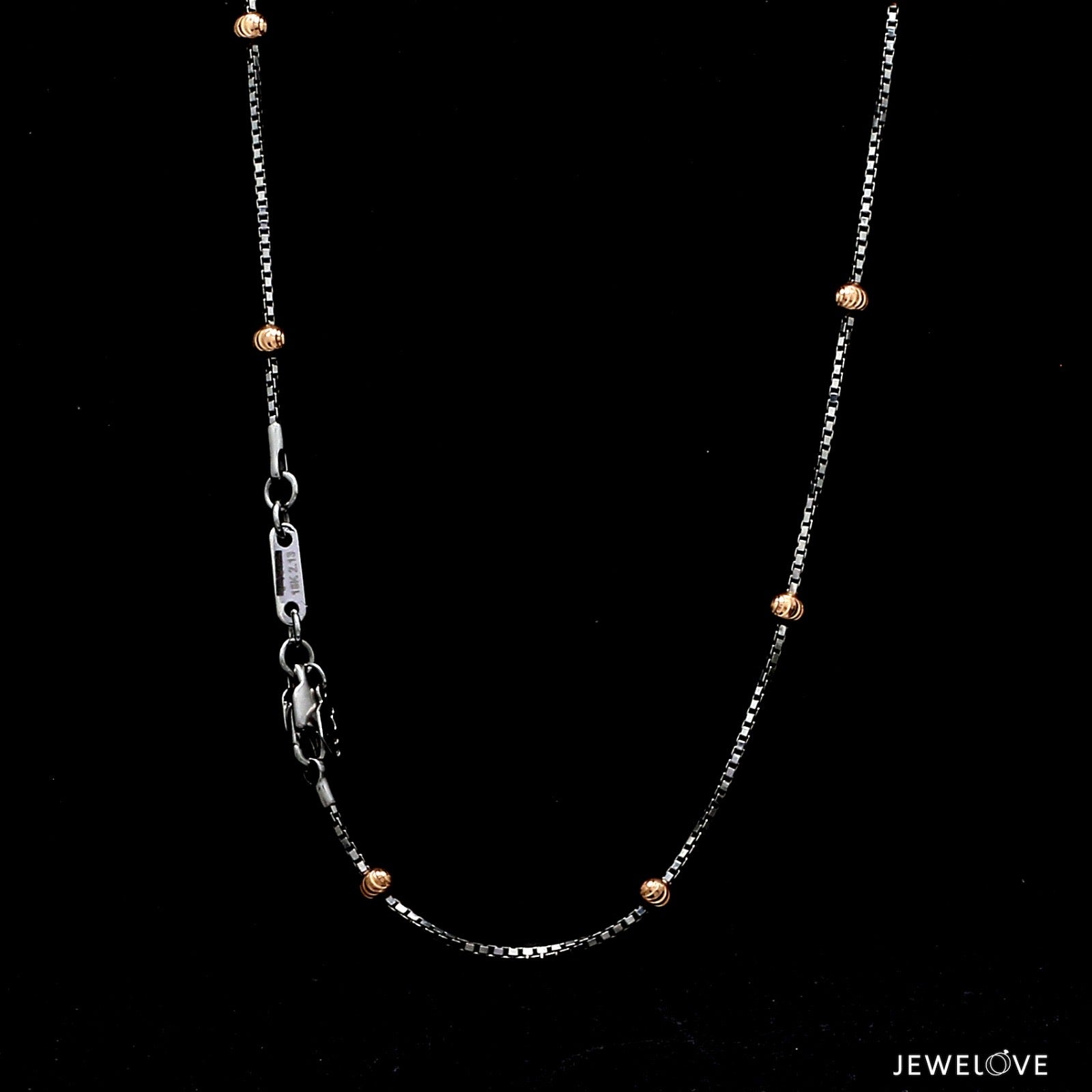 Japanese Platinum Box Chain with 3mm Rose Gold Diamond Cut Balls for Women JL PT CH 1260   Jewelove.US