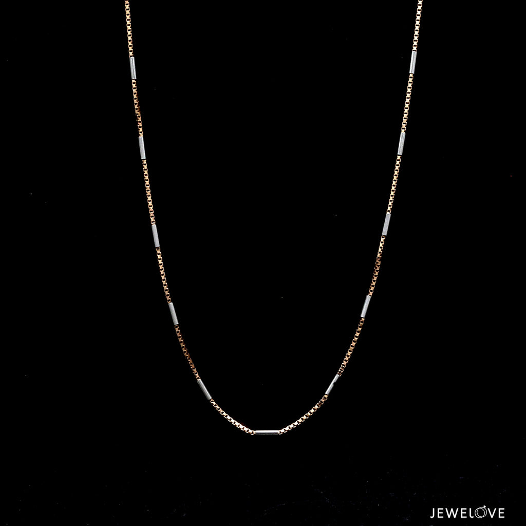 1.25mm Japanese Rose Gold Box Chain with Platinum Roller Links  for Women JL PT CH 1261   Jewelove.US