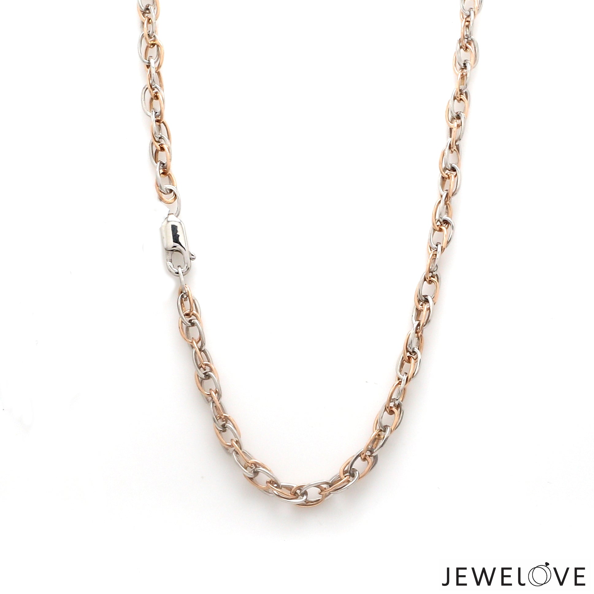 4.25mm Platinum & Rose Gold Double Links Chain for Men JL PT CH 1273   Jewelove.US