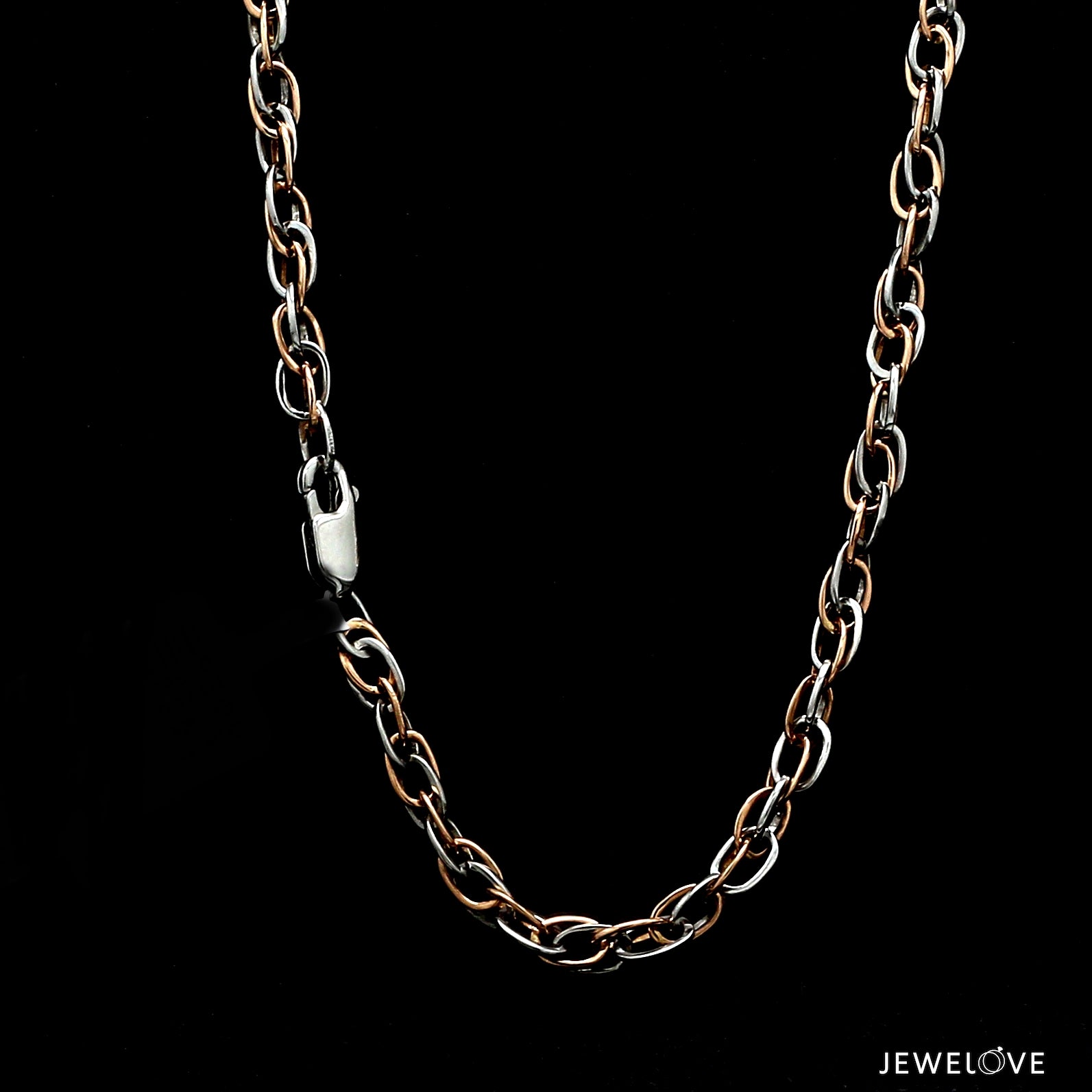 4.25mm Platinum & Rose Gold Double Links Chain for Men JL PT CH 1273   Jewelove.US