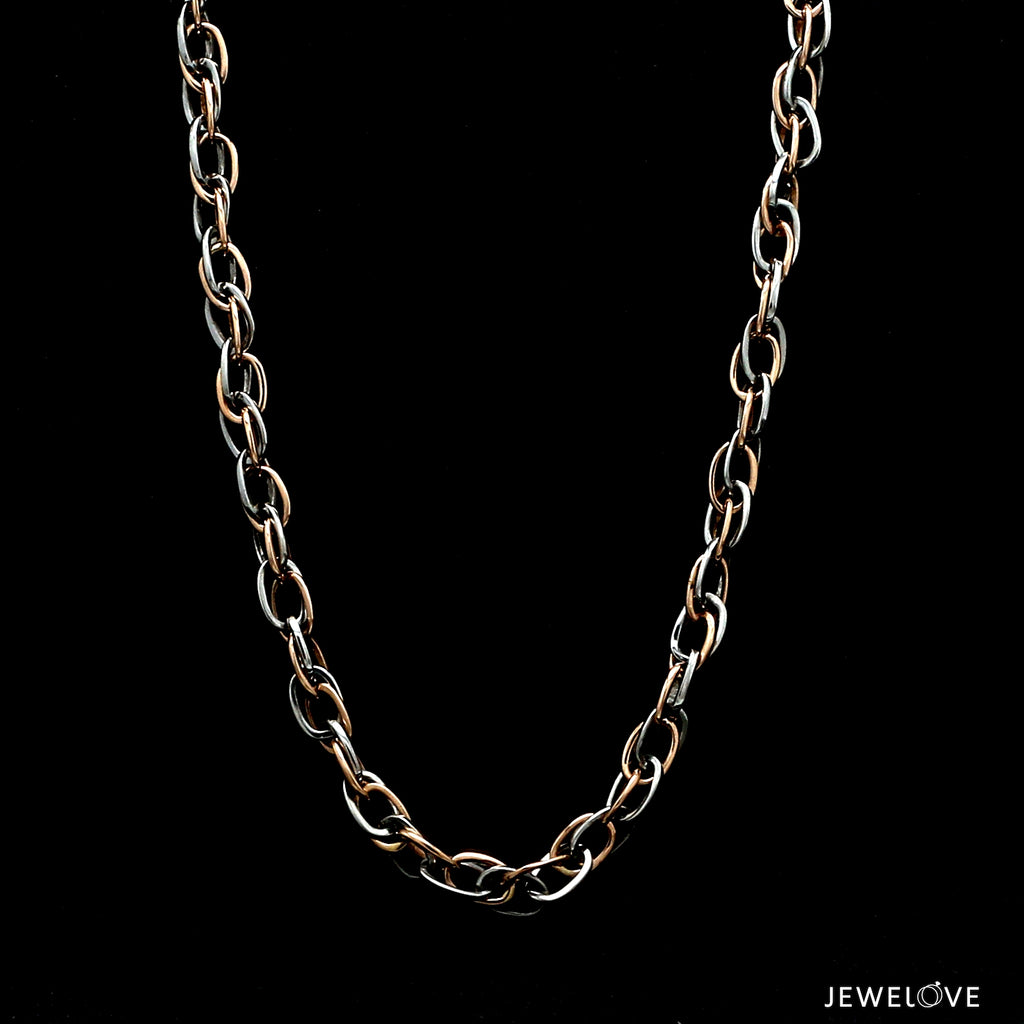 4.25mm Platinum & Rose Gold Double Links Chain for Men JL PT CH 1273   Jewelove.US