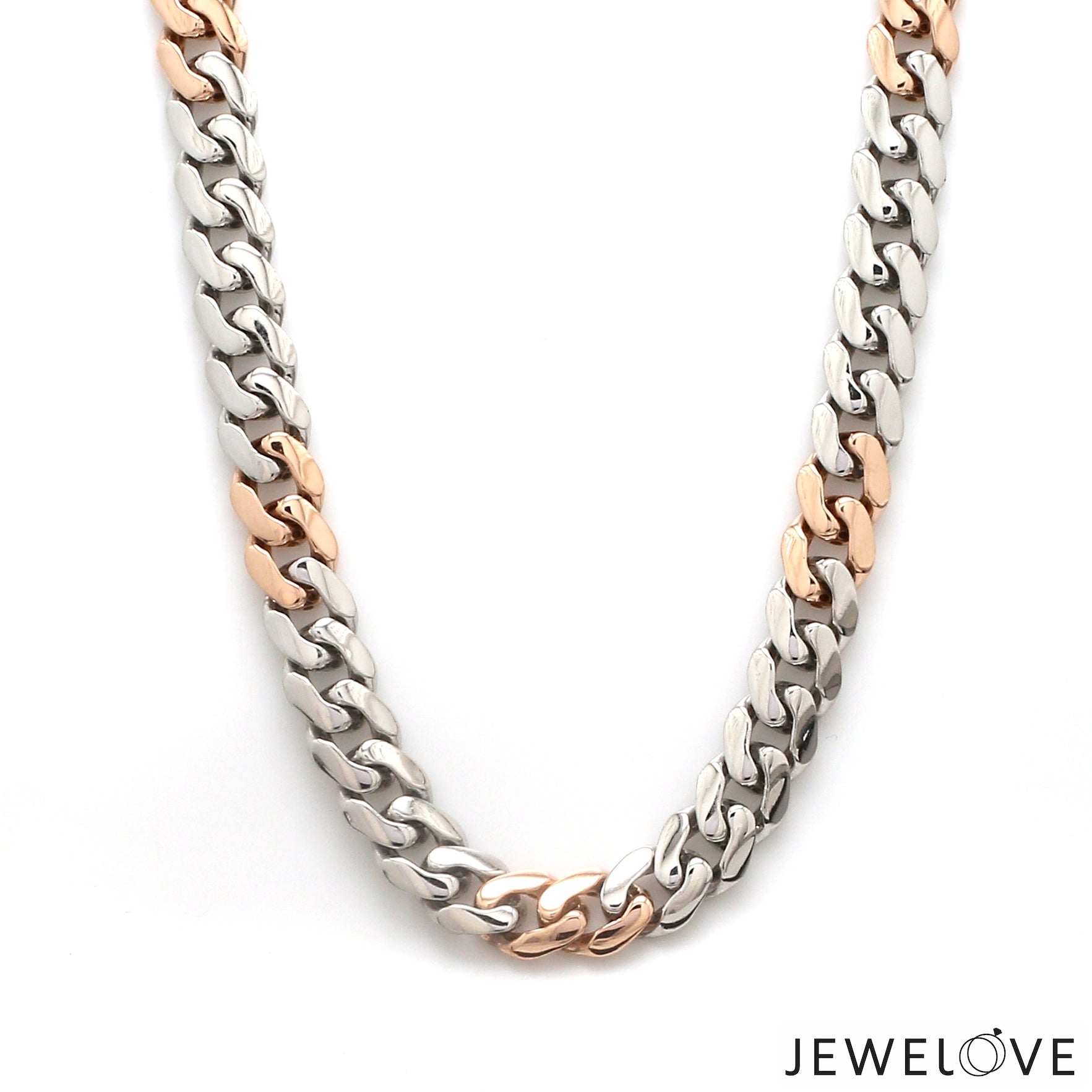 Men of Platinum | 8.5mm Double Side Matte & Hi-Polish Rose Gold Heavy Chain for Men JL PT CH 1332