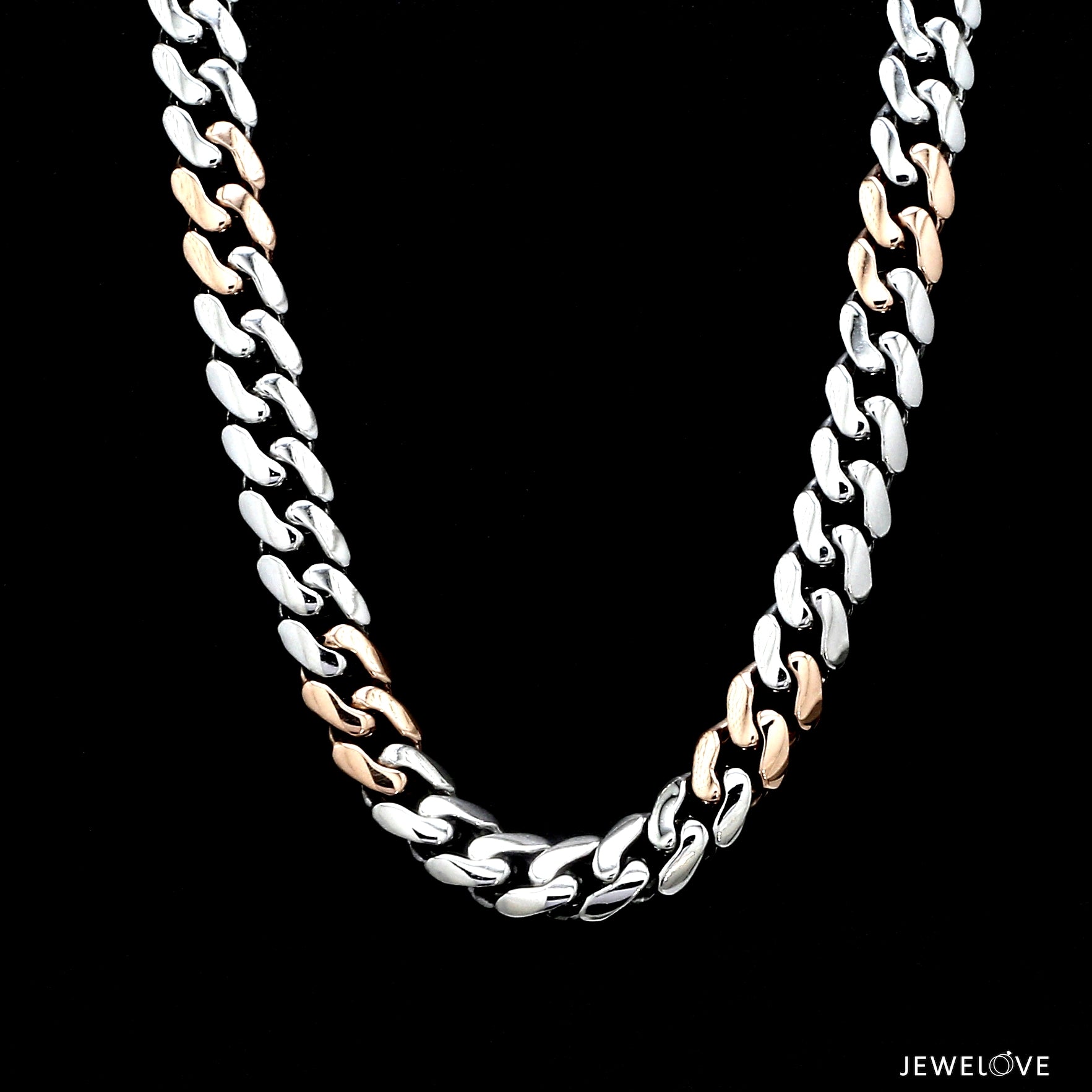 Men of Platinum | 8.5mm Double Side Matte & Hi-Polish Rose Gold Heavy Chain for Men JL PT CH 1332