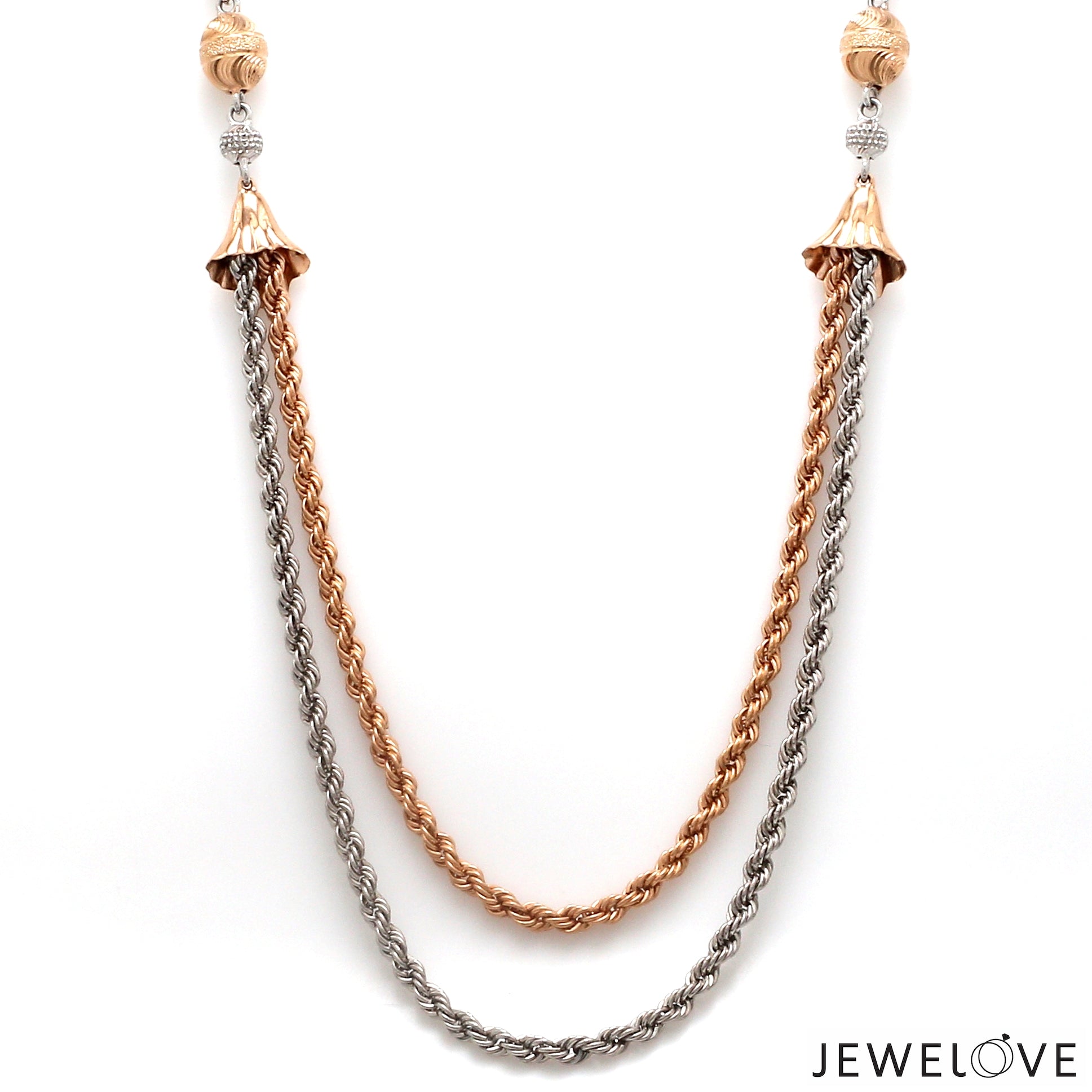 Platinum Rose Gold Double Layer Rope Necklace for Women JL PT CH 1363