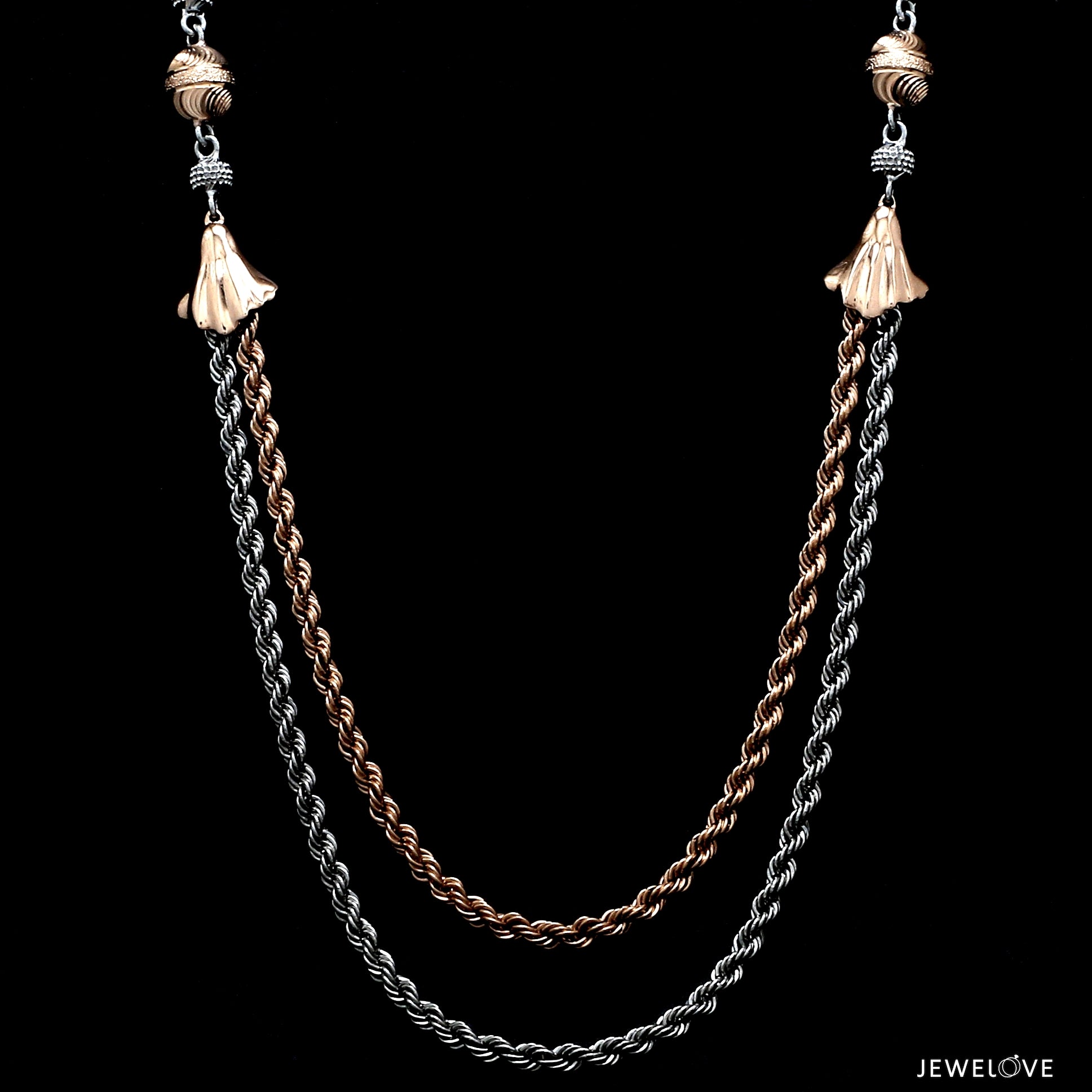 Platinum Rose Gold Double Layer Rope Necklace for Women JL PT CH 1363