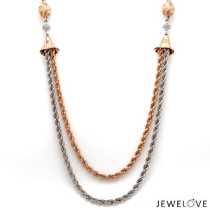 Platinum Rose Gold Double Layer Rope Necklace for Women JL PT CH 1363