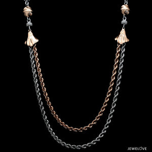 Platinum Rose Gold Double Layer Rope Necklace for Women JL PT CH 1363