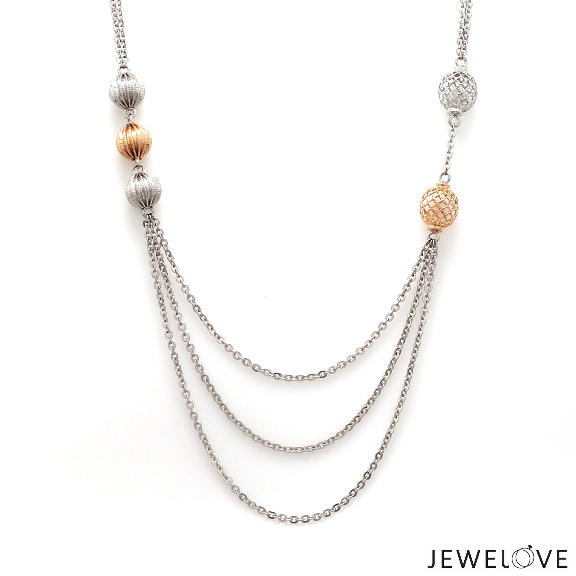 Platinum Rose Gold Triple Layer Necklace for Women JL PT CH 1364