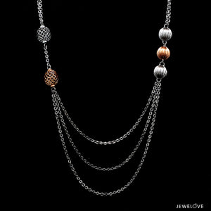 Platinum Rose Gold Triple Layer Necklace for Women JL PT CH 1364