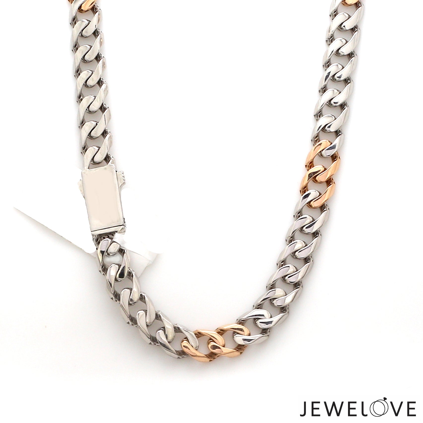 Men of Platinum | 7.75mm Double Side Matte & Hi-Polish Rose Gold Heavy Chain for Men JL PT CH 1398