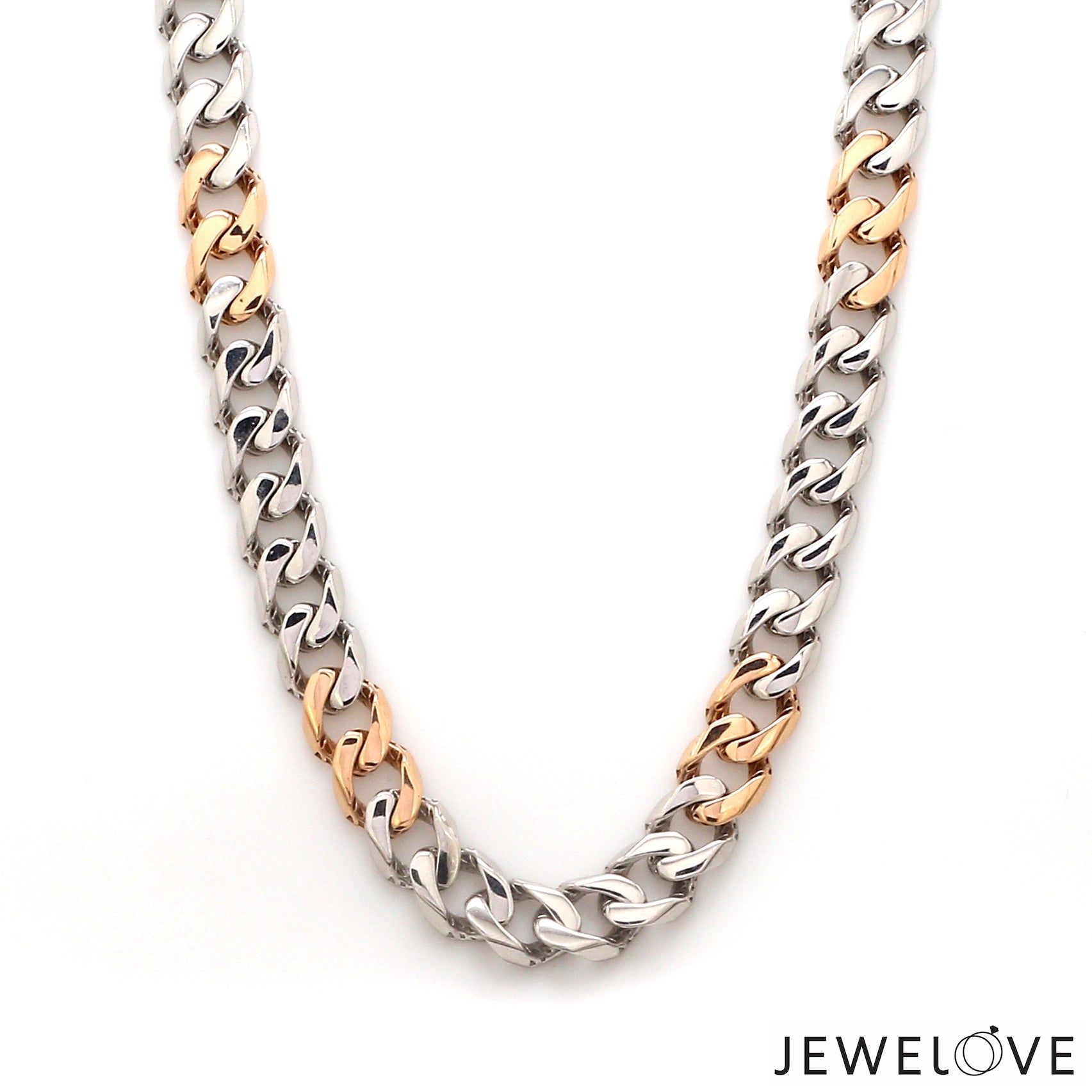 Men of Platinum | 7.75mm Double Side Matte & Hi-Polish Rose Gold Heavy Chain for Men JL PT CH 1398