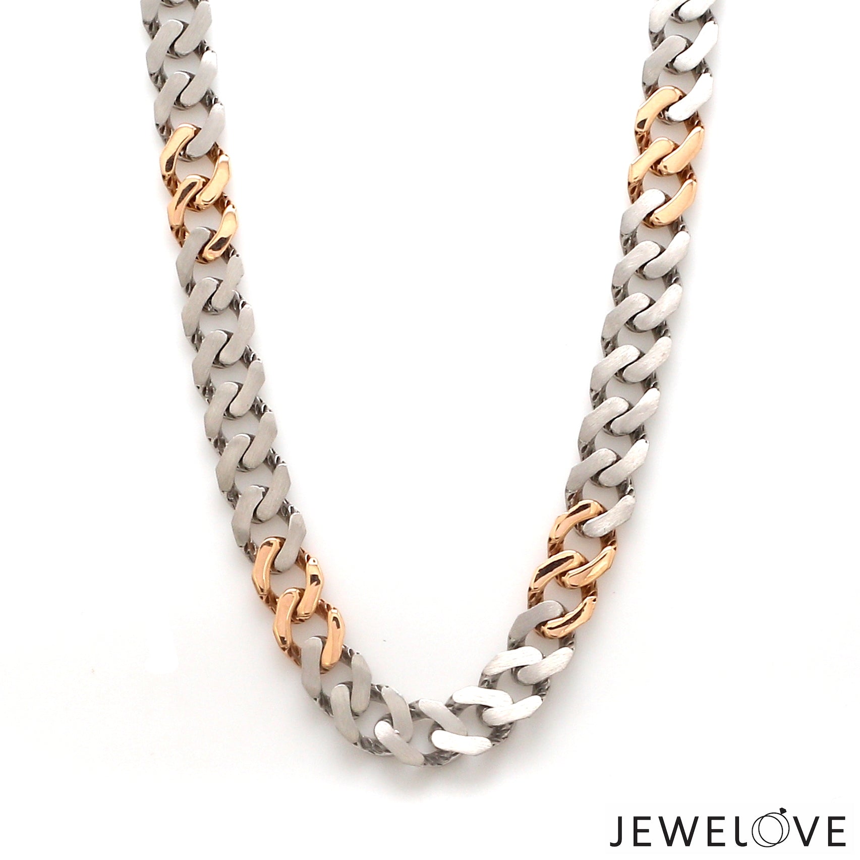 Men of Platinum | 7.75mm Double Side Matte & Hi-Polish Rose Gold Heavy Chain for Men JL PT CH 1398