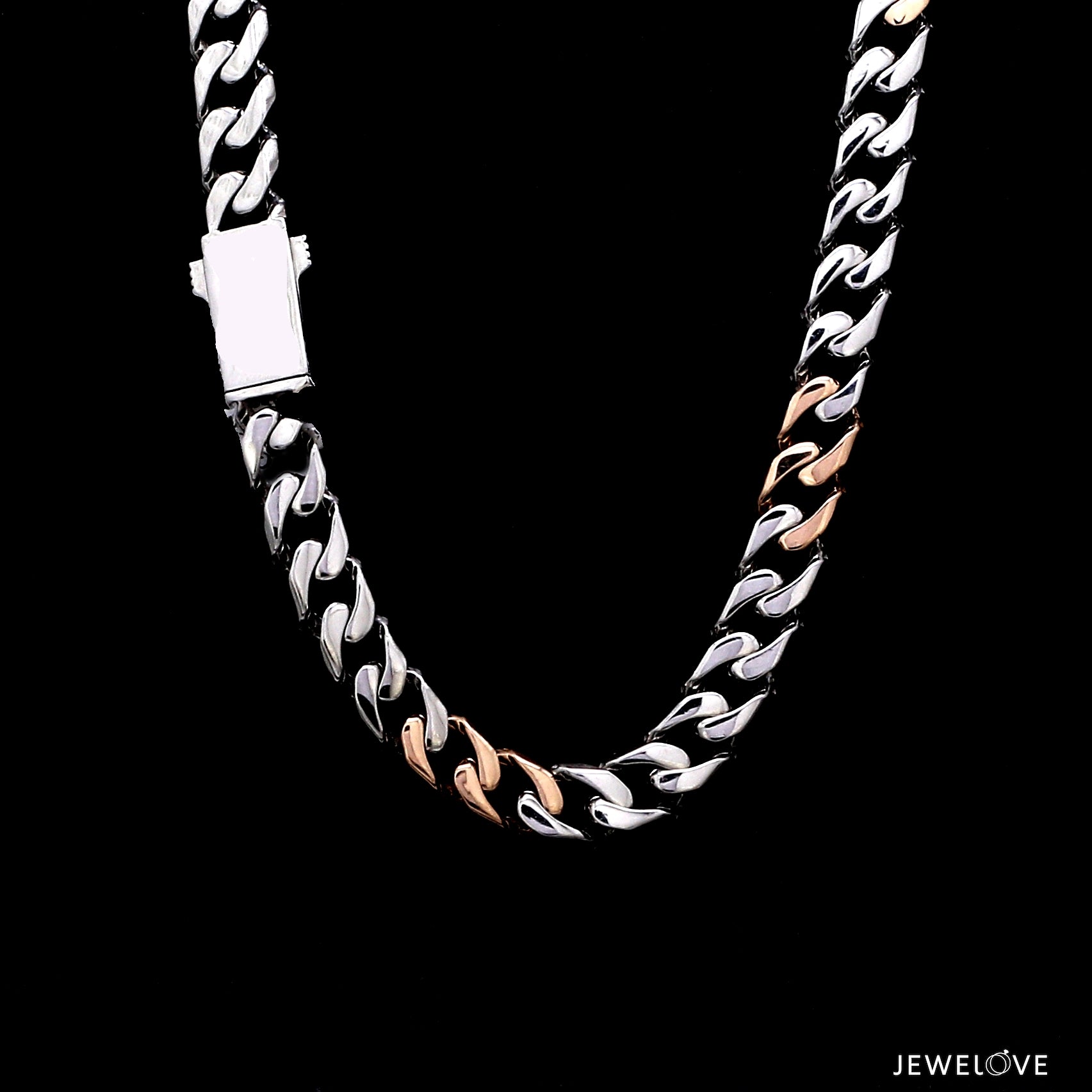 Men of Platinum | 7.75mm Double Side Matte & Hi-Polish Rose Gold Heavy Chain for Men JL PT CH 1398