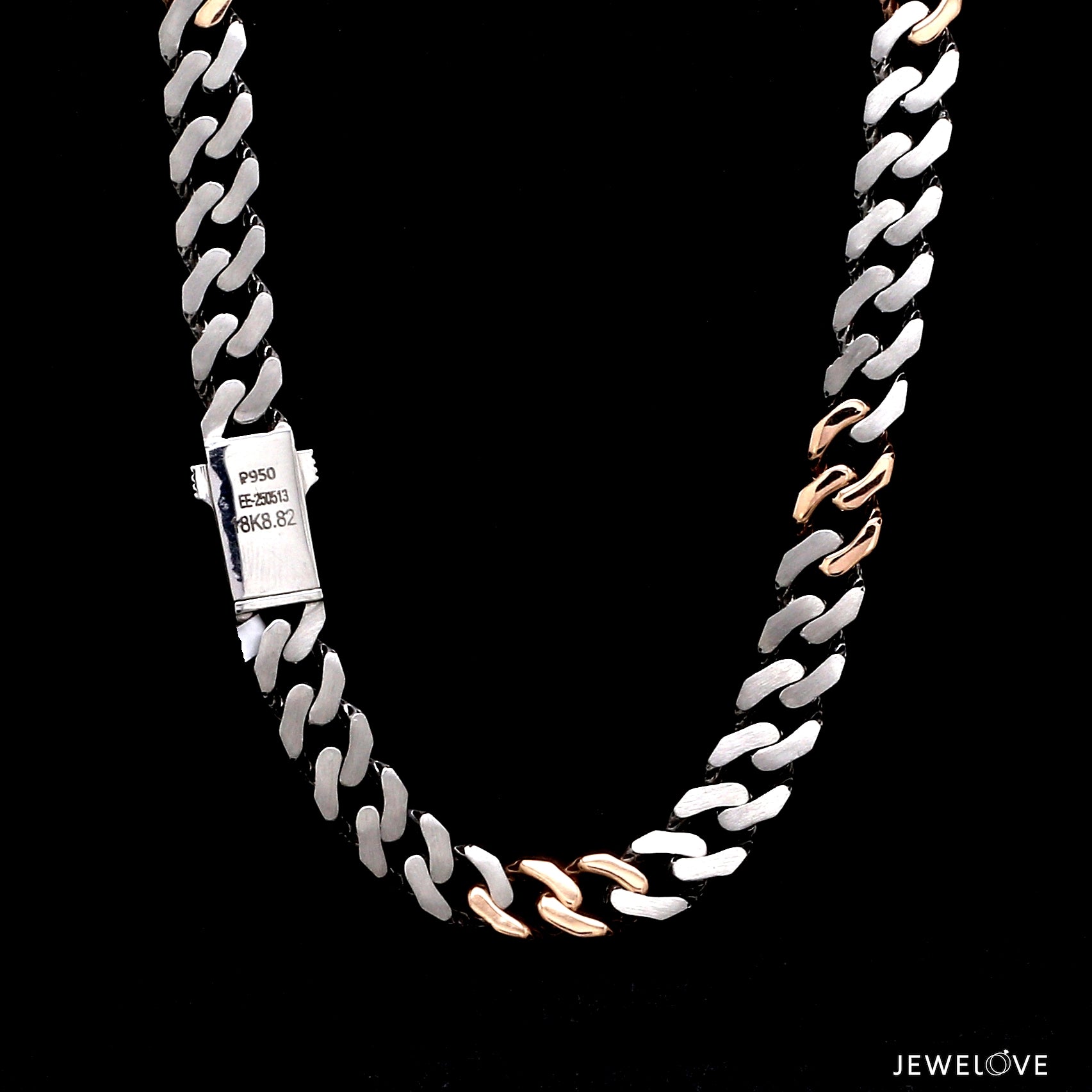 Men of Platinum | 7.75mm Double Side Matte & Hi-Polish Rose Gold Heavy Chain for Men JL PT CH 1398