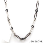 Load image into Gallery viewer, 6mm Platinum Chain with Black Stone for Men JL PT CH 1413

