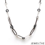 Load image into Gallery viewer, 6mm Platinum Chain with Black Stone for Men JL PT CH 1413
