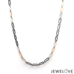 Load image into Gallery viewer, 2.5mm Platinum + 18K Rose Gold Chain with Black Stone for Men JL PT CH 1414

