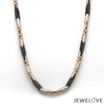 Load image into Gallery viewer, 4mm Platinum + 18K Rose Gold Chain with Black Ceramic for Men JL PT CH 1434
