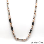 Load image into Gallery viewer, 4mm Platinum 18K Rose Gold Chain with Black Ceramic for Men JL PT CH 1438
